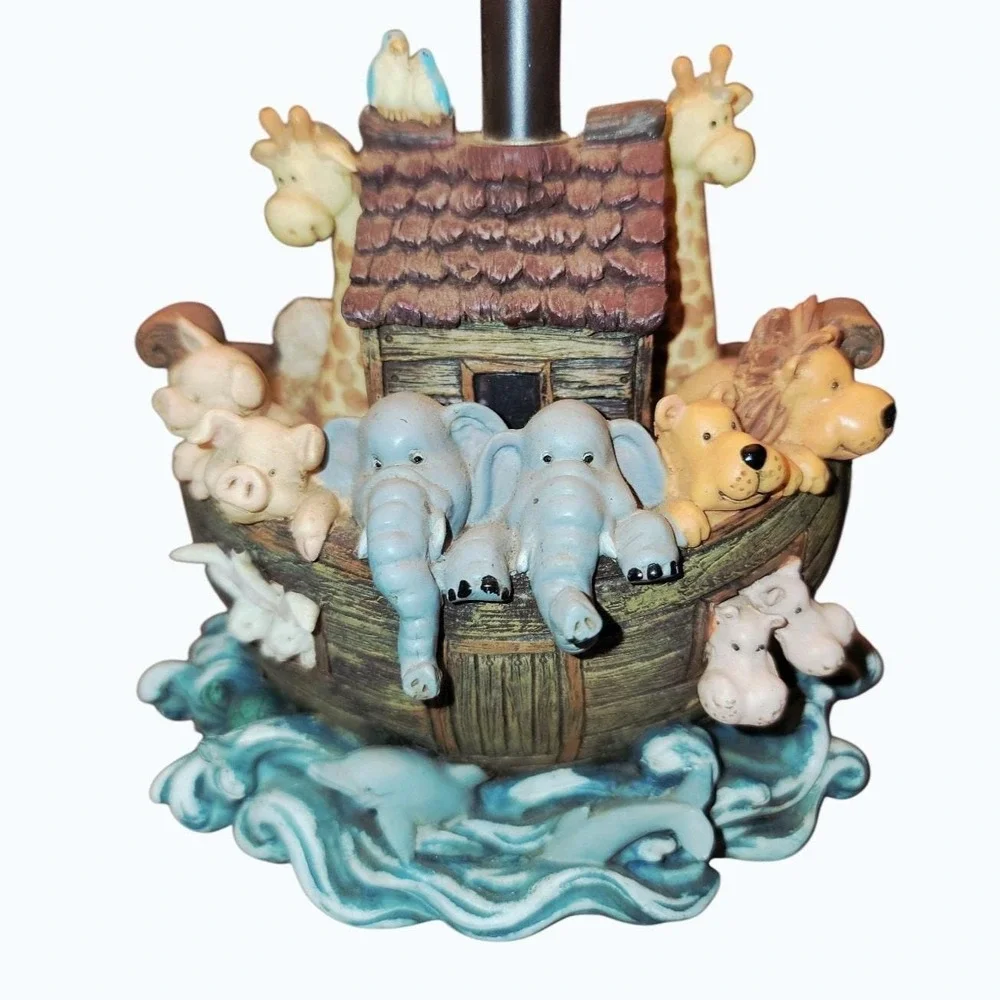Noah's Ark Nursery Table Lamp Animals God's Blessings Have No End with Shade